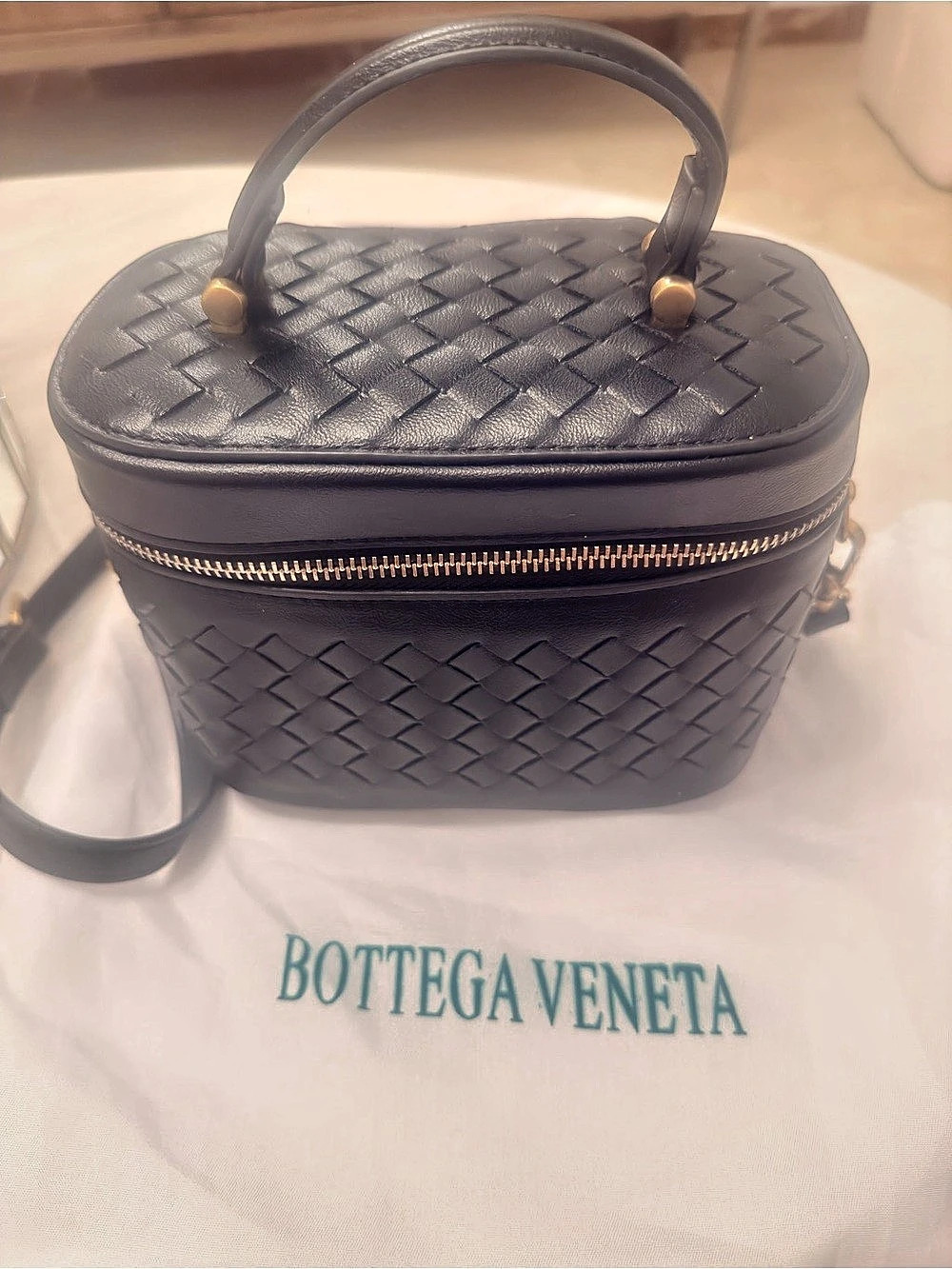 Bottega Faux Intrecciato Vanity Black